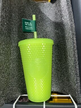 Starbucks Neon Green Studded Glow Tumbler with Straw NWT